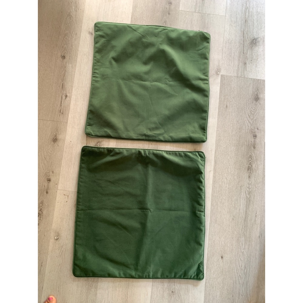 Set of 2 Forest Green Velvet Square Pillow Covers 22x22 Minimalist Home Decor